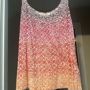 Avenue Purple and White Patterned Top
